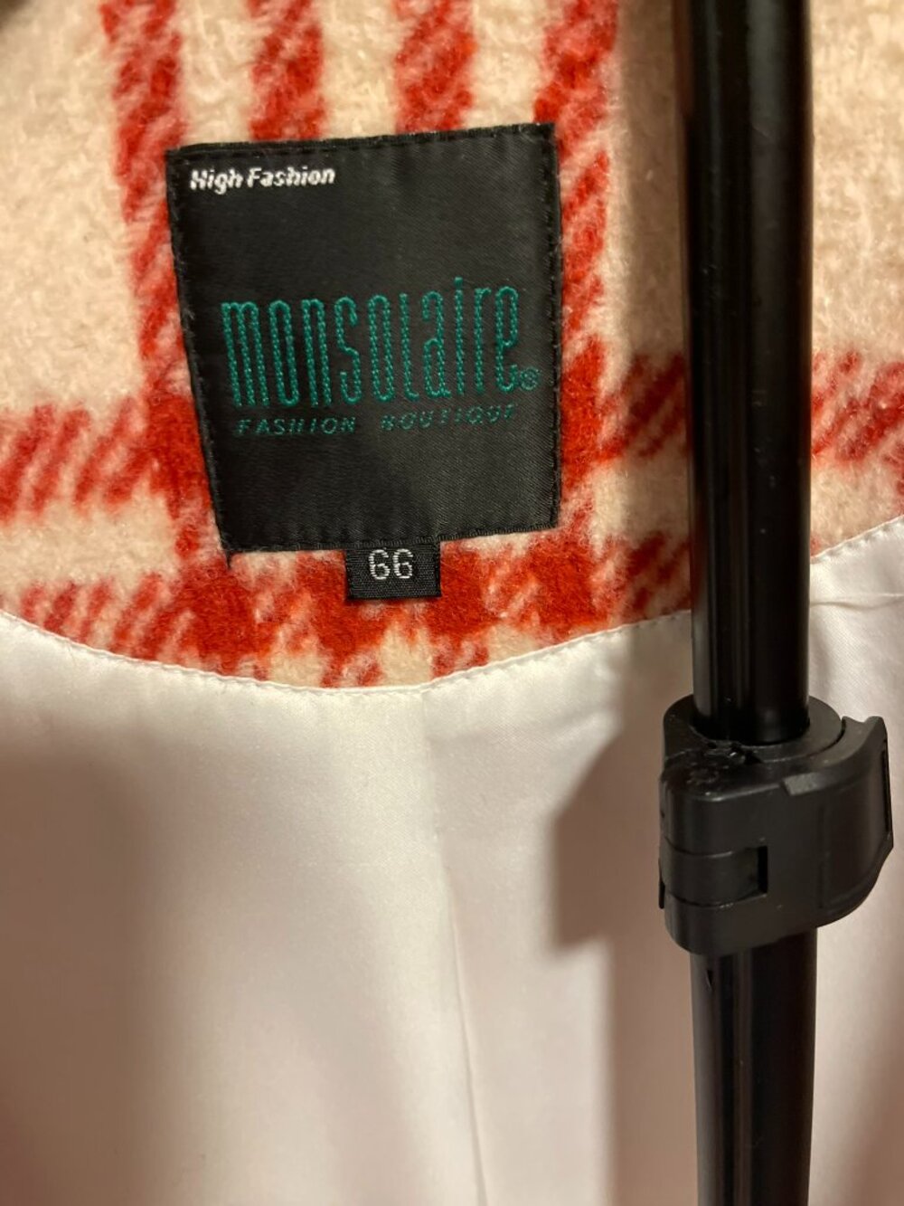 Monsolaire Red Plaid Wool 80% Blend Coat – Korean Size 66 Medium Double Breasted - Picture 6 of 11
